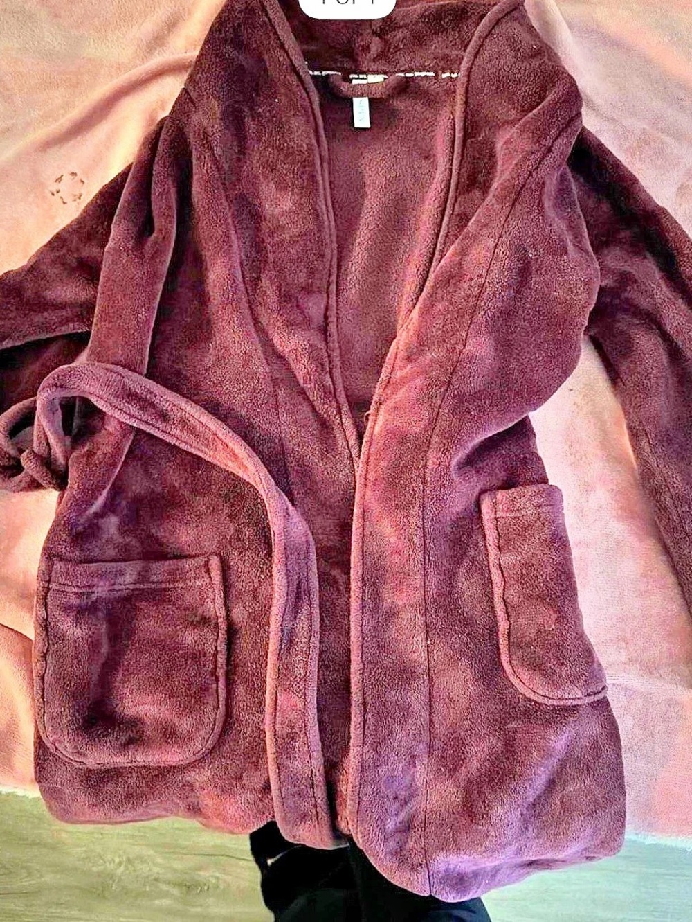 Victoria's Secret Cozy Short Plush Robe Brown Teddy Jacket